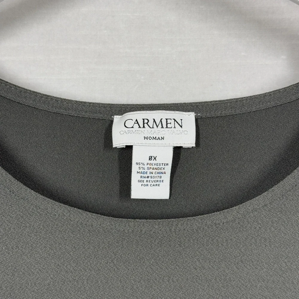 Carmen Narc Valvo Top Womens 14 Gray Beaded Work Office Business Edgy Chic - Picture 5 of 10